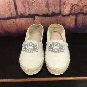Marc Fisher White Jewel Espadrilles Sz 11